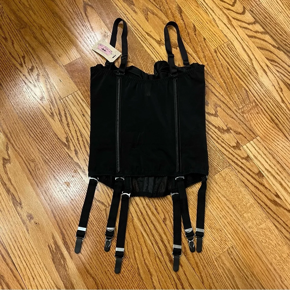 NWT What Katie Did Glamour Merry Widow Corset Shapewear with garters Black 36C - Picture 7 of 9